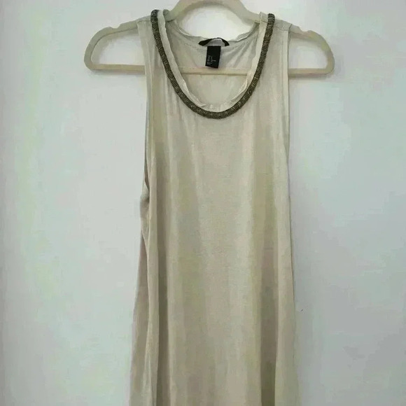 H&M Tank Top with Beaded Neckline - Cream/offwhite - Size S - Picture 1 of 5